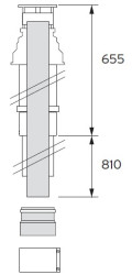 Svislé odkouření včetně střešního nástavce Ø 80/125mm , PP, odkouření pro Konden