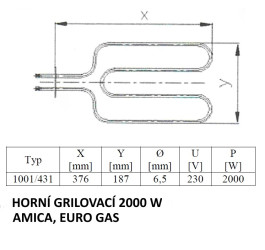 Horní grilovací těleso AMICA, GAS