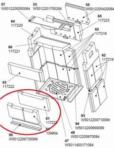WAMSLER Náhradní šamot přední střední 117225 kamna KAMINO 8 kW - NÁHRADA!