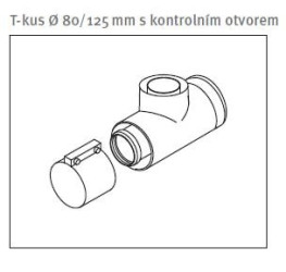Odkouření PROTHERM T-kus Ø 80/125 mm s kontrolním otvorem 